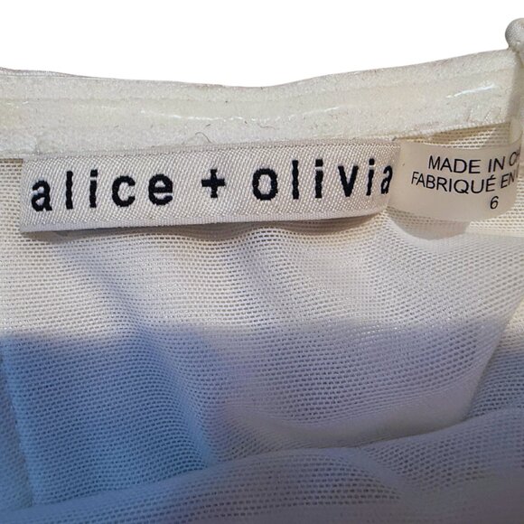 *NWT* Alice + Olivia White Off The Shoulder Midi Dorinda Dress - Size 6 - Picture 5 of 10